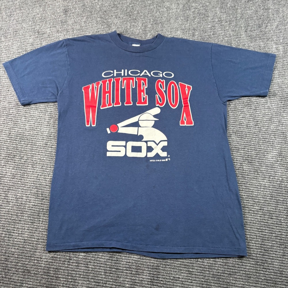 Vintage 1988 Chicago White Sox Artex MLB T-Shirt Mens Large Navy Blue USA Made